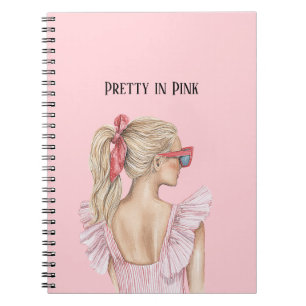Caderno Espiral Linda Garota Loira Pretty in Pink
