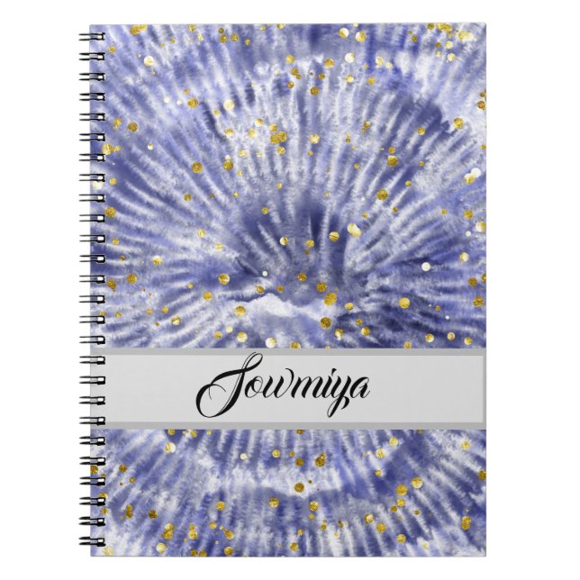 Caderno Espiral Linda gravata e padrão de tingimento personalizado (Frente)