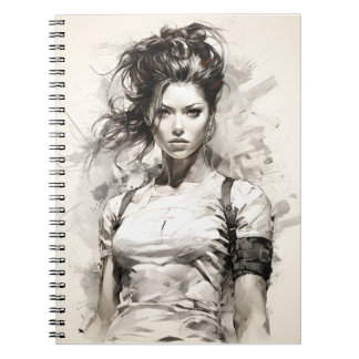 Caderno Espiral Linda jovem mulher novidade única