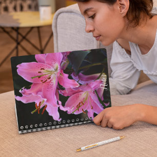 Caderno Espiral Linda Lily Blooms Rosa Floral
