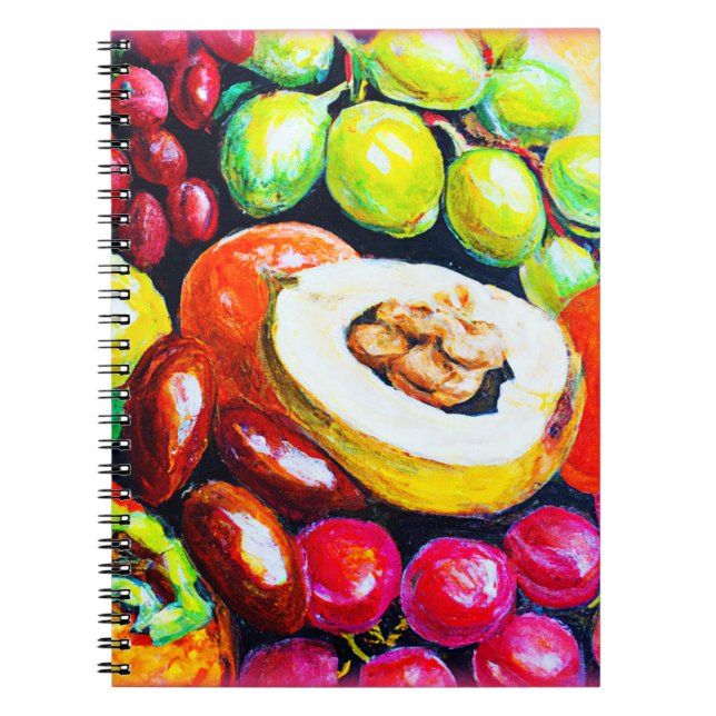 Caderno Espiral Linda Mistura de Pintura de Fruta de Uvas. Comprar (Frente)