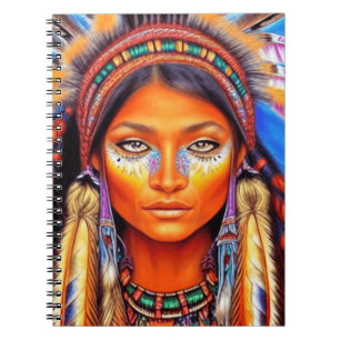 Caderno Espiral Linda Mulher Nativa Americana