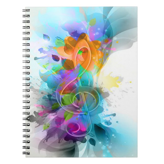 Caderno Espiral Linda nota de música Colorida Splatter (Frente)