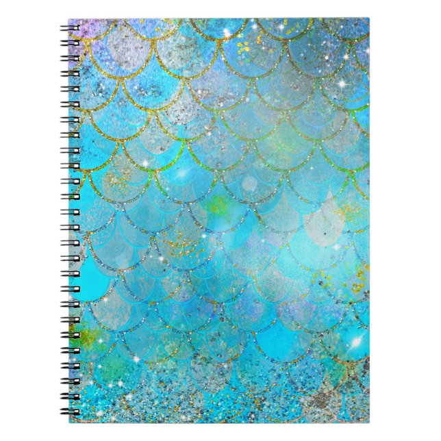 Caderno Espiral Linda Pérola Iridescente Escala de Sereia Brilhant (Frente)