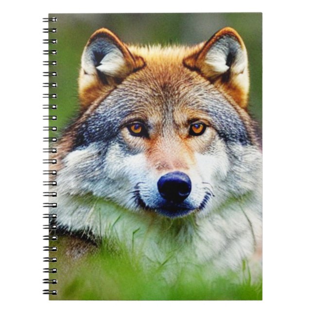 Caderno Espiral Linda pintura de cabeça de lobo (Frente)