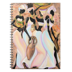 Caderno Espiral Linda pintura de estilo de arte moderna para mulhe