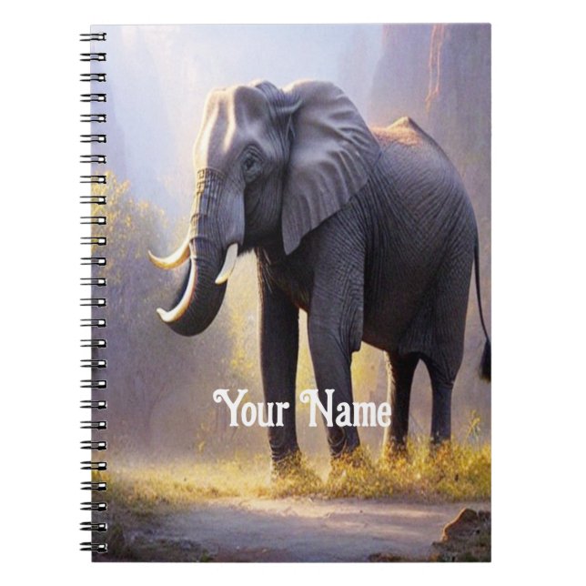 Caderno Espiral Linda pintura de um elefante em sua natureza (Frente)