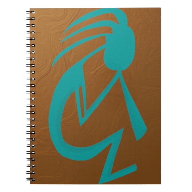 Caderno Espiral Linda pintura Teal Kokopelli (Frente)