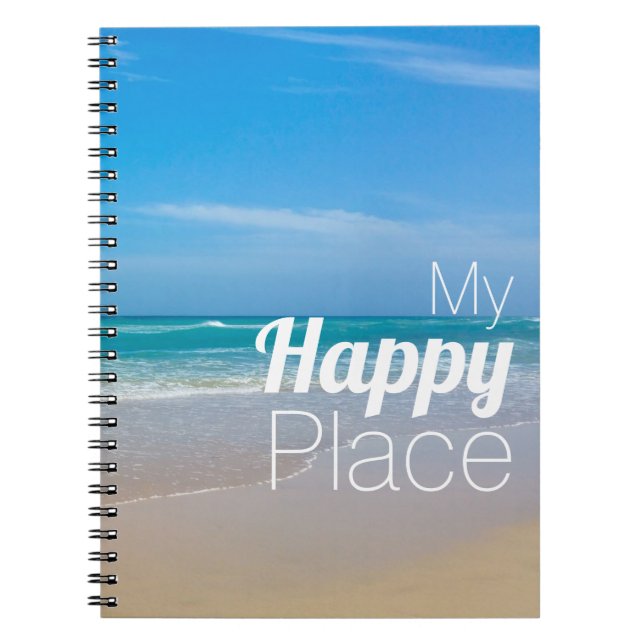 Caderno Espiral Linda praia azul tropical Inspiradora (Frente)