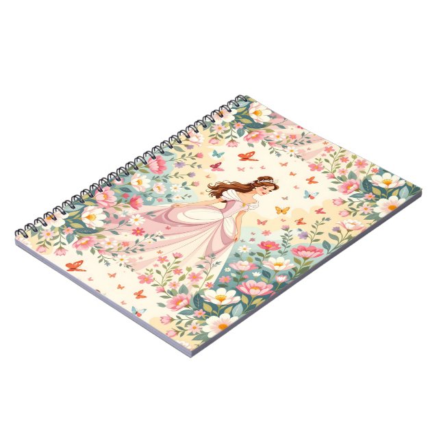 Caderno Espiral Linda princesa com borboletas (Left Side)