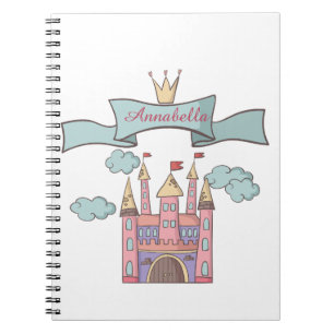 Caderno Espiral Linda Princesa Fada Conto de Fadas Castelo Nome Pe