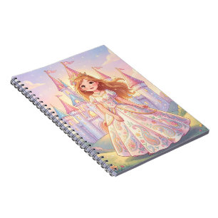 Caderno Espiral Linda princesinha com castelo cintilante