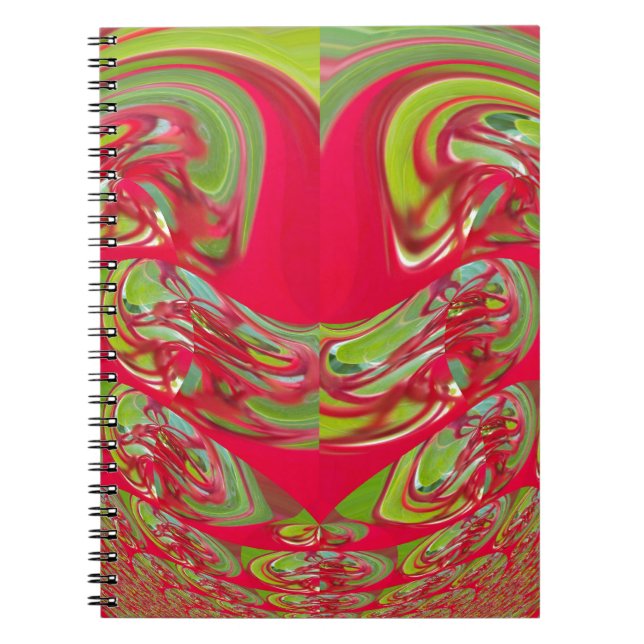 Caderno Espiral Linda Textura Vermelha e Verde - Abstrato (Frente)