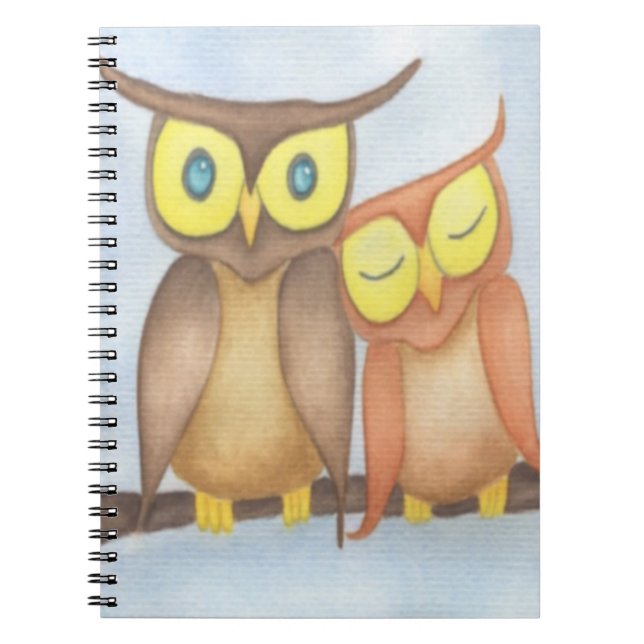 Caderno Espiral Linda Watercolor Owl Lovers (Frente)