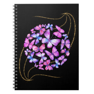 Caderno Espiral Lindas Borboletas de Aquarela com Bling Dourado