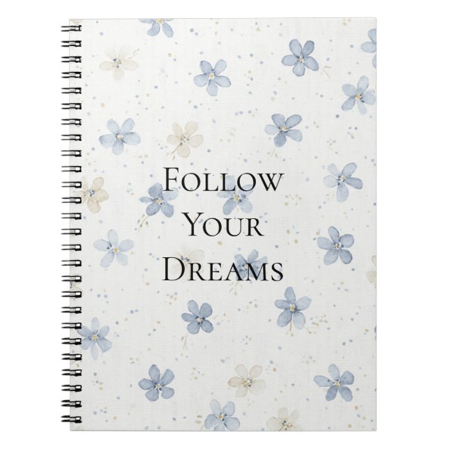 Caderno Espiral Lindas Flores Azuis (Frente)