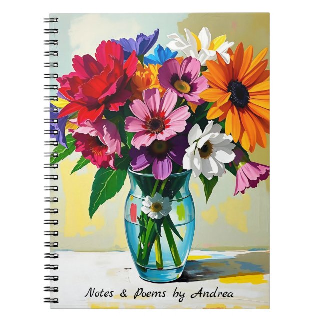 Caderno Espiral Lindas flores botânicas personalizadas (Frente)