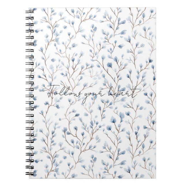 Caderno Espiral Lindas Flores Brancas Azuis (Frente)