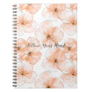 Caderno Espiral Lindas Flores de Pêssego