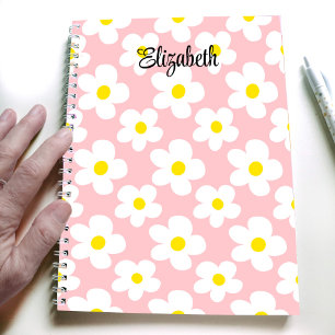 Caderno Espiral Lindas flores de pêssego retrô diário feminino