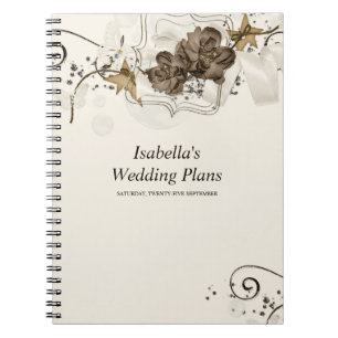 Caderno Espiral Lindas Flores Marrons