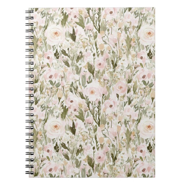 Caderno Espiral Lindas Flores Rosa Bege (Frente)