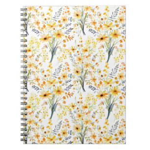 Caderno Espiral Lindas flores silvestres amarelas da primavera