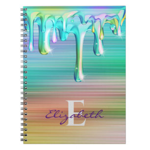 Caderno Espiral Lindas Gotejamentos de Sorvete de Metal com Gradie