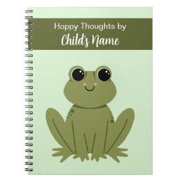 Caderno Espiral Lindas Ideias Alegres de Rã Verde Personalizadas