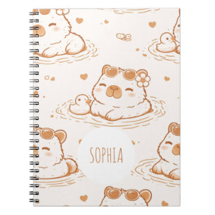 Caderno Espiral Lindas Meninas Capivaras da Escola com Nome Person