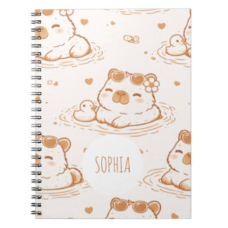 Caderno Espiral Lindas Meninas Capivaras da Escola com Nome Person