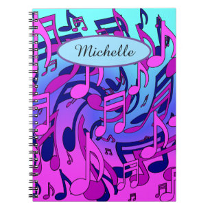 Caderno Espiral Lindas notas musicais de música com o som do som