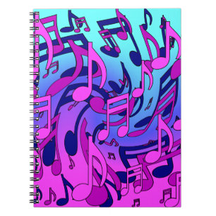 Caderno Espiral Lindas notas musicais de música com o som do som
