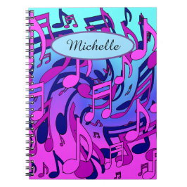 Caderno Espiral Lindas notas musicais Lively Upbeat Arty