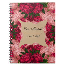 Caderno Espiral Lindas peônias. Design personalizado