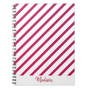 Caderno Espiral Lindas riscas rosa e vermelha