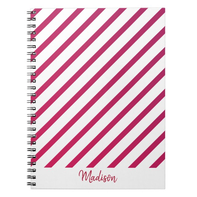 Caderno Espiral Lindas riscas rosa e vermelha (Frente)