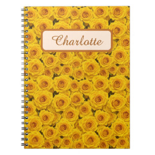Caderno Espiral Lindas Rosas Amarelas Personalizadas