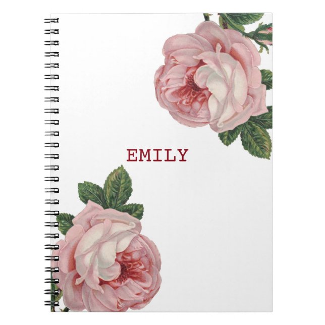 Caderno Espiral Lindas rosas rosa brancas (Frente)