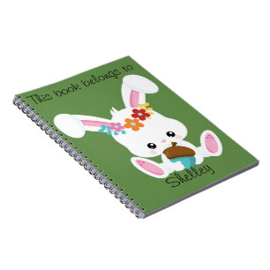 Caderno Espiral Lindíssimo Coelhinho Branco Personalizado