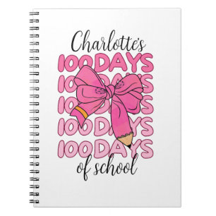 Caderno Espiral Lindo Arco de Lápis Rosa das Meninas para 100 Dias