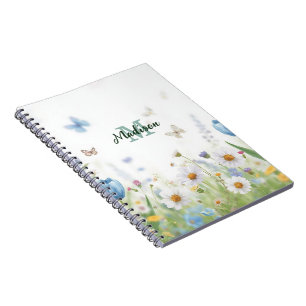 Caderno Espiral Lindo Buquê de Flores Silvestres Flor de Primavera