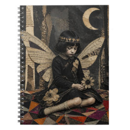 Caderno Espiral Lindo Colagem de Mídia Mista de Fada Vintage
