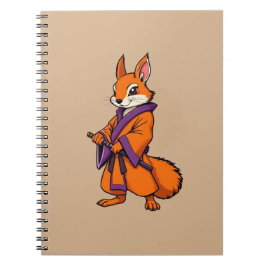 Caderno Espiral Lindo Esquilo Samurai Japonês