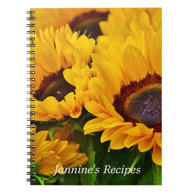 Caderno Espiral Lindo girassol amarelo personalizado (Frente)