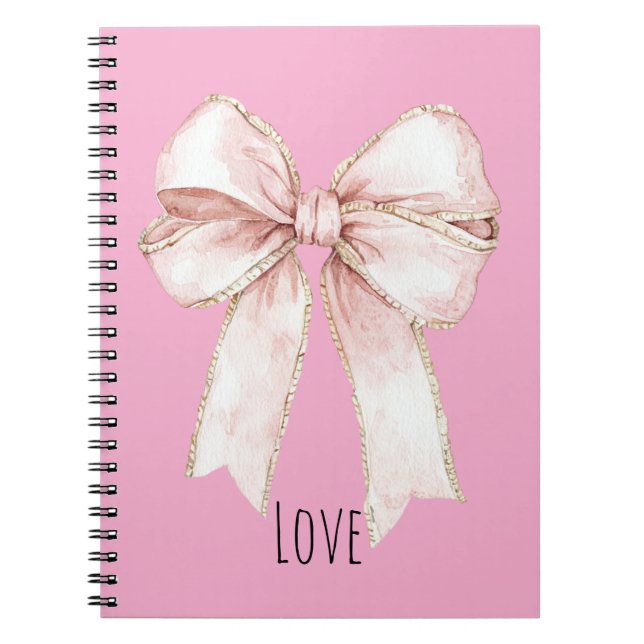 Caderno Espiral Lindo Laço Cor-de-Rosa (Frente)