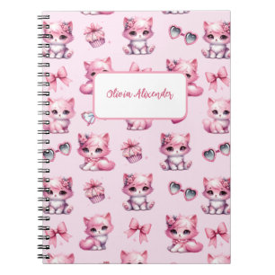 Caderno Espiral Lindo Laço Cor-de-Rosa Coquete Estética menina esp