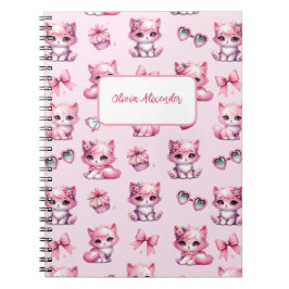 Caderno Espiral Lindo Laço Cor-de-Rosa Enfeite Estética Feminina E