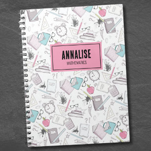 Caderno Espiral Lindo Nome Personalizado Vermelho Crianças Estudan