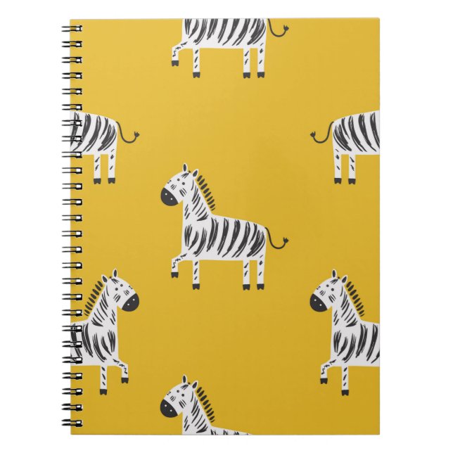 Caderno Espiral Lindo padrão contínuo infantil com zebras (Frente)